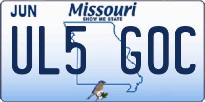 MO license plate UL5G0C