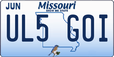 MO license plate UL5G0I