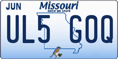 MO license plate UL5G0Q