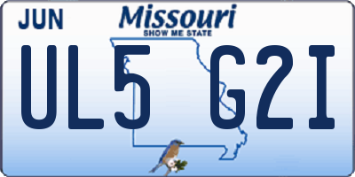 MO license plate UL5G2I