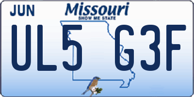 MO license plate UL5G3F