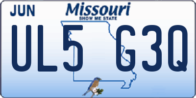 MO license plate UL5G3Q