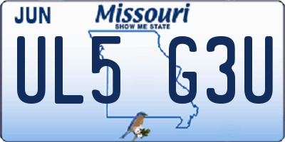 MO license plate UL5G3U