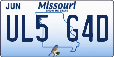 MO license plate UL5G4D