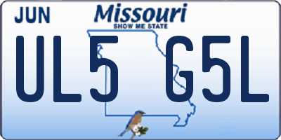 MO license plate UL5G5L