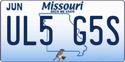 MO license plate UL5G5S