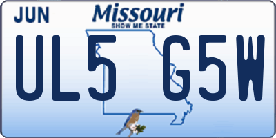 MO license plate UL5G5W
