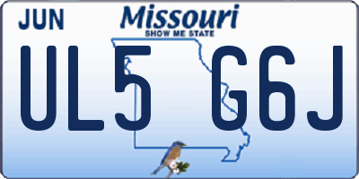 MO license plate UL5G6J