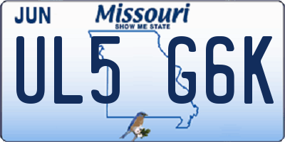 MO license plate UL5G6K