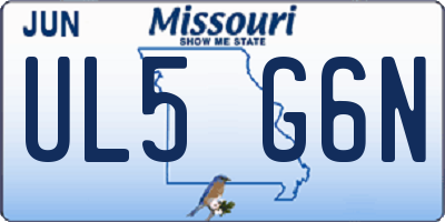 MO license plate UL5G6N