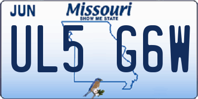 MO license plate UL5G6W