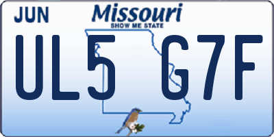 MO license plate UL5G7F