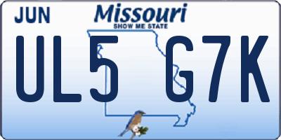 MO license plate UL5G7K