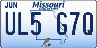 MO license plate UL5G7Q