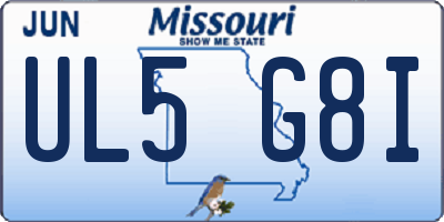 MO license plate UL5G8I