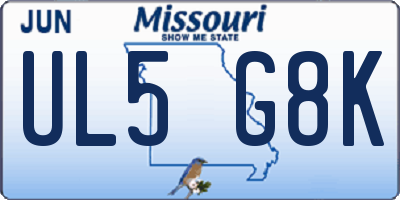 MO license plate UL5G8K
