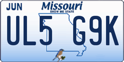 MO license plate UL5G9K
