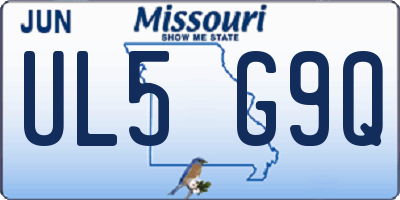 MO license plate UL5G9Q