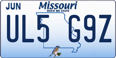 MO license plate UL5G9Z