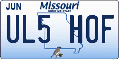 MO license plate UL5H0F