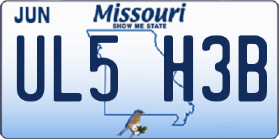 MO license plate UL5H3B