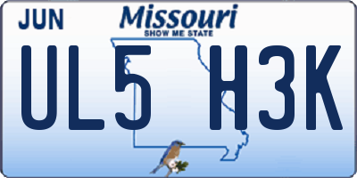 MO license plate UL5H3K