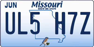 MO license plate UL5H7Z