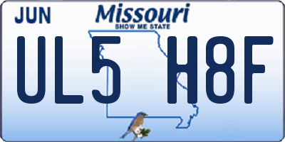 MO license plate UL5H8F