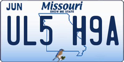MO license plate UL5H9A