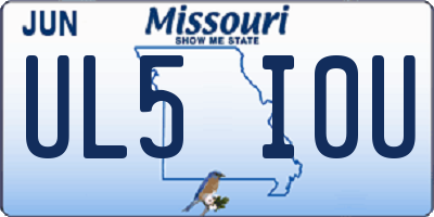 MO license plate UL5I0U