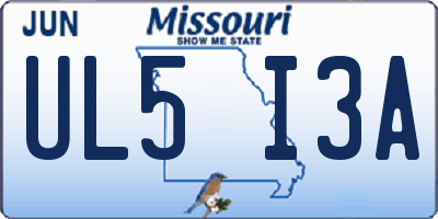 MO license plate UL5I3A