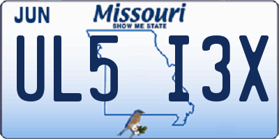 MO license plate UL5I3X