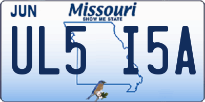 MO license plate UL5I5A