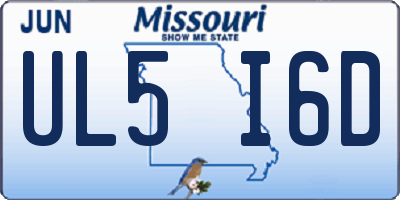 MO license plate UL5I6D