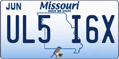 MO license plate UL5I6X