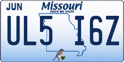 MO license plate UL5I6Z