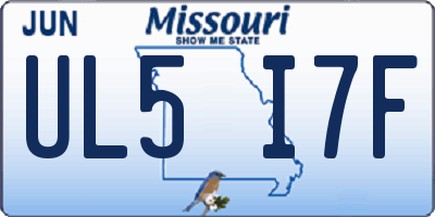 MO license plate UL5I7F