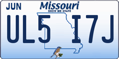 MO license plate UL5I7J