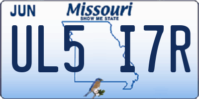 MO license plate UL5I7R