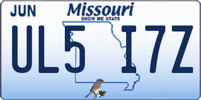 MO license plate UL5I7Z