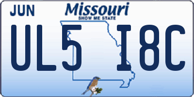 MO license plate UL5I8C
