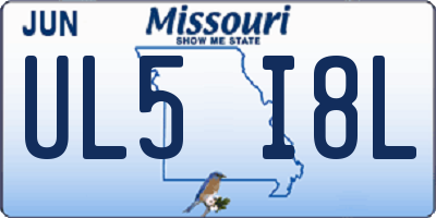 MO license plate UL5I8L