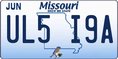 MO license plate UL5I9A
