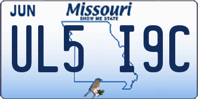 MO license plate UL5I9C