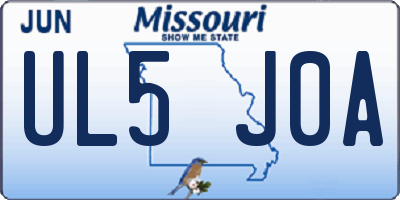 MO license plate UL5J0A