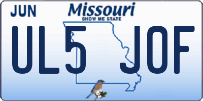 MO license plate UL5J0F