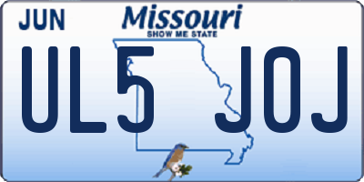 MO license plate UL5J0J