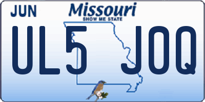 MO license plate UL5J0Q