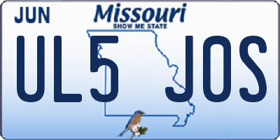 MO license plate UL5J0S