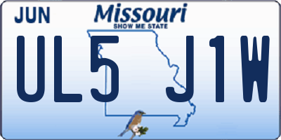 MO license plate UL5J1W